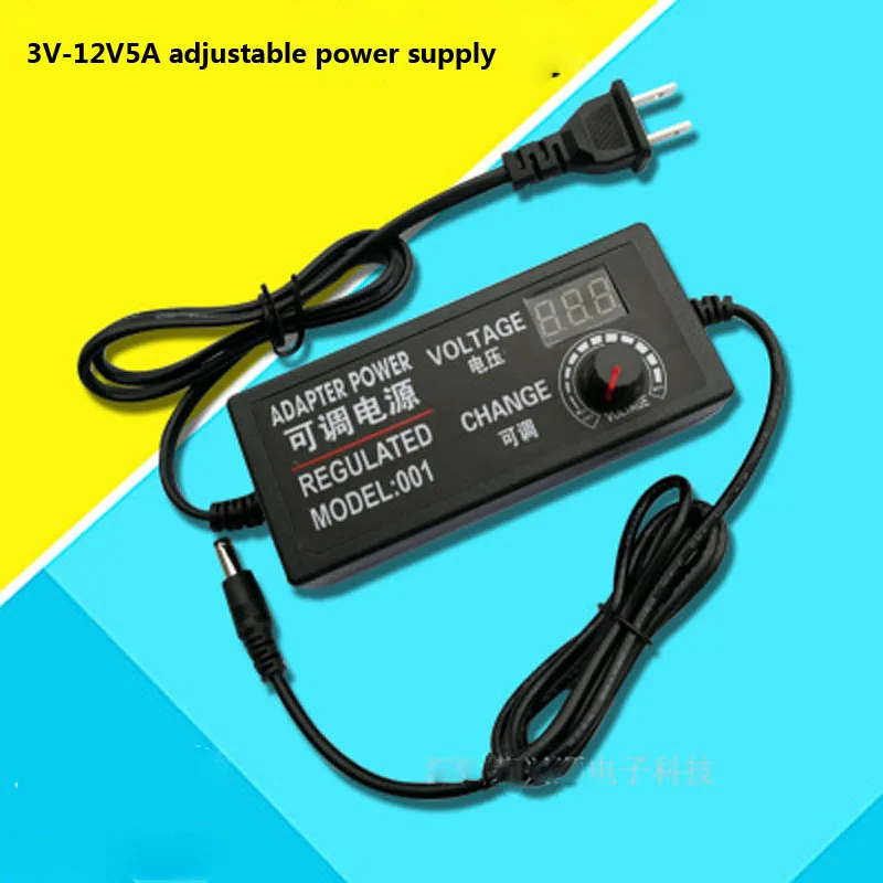 

power supply 12v Adjustable voltage power supply 3V-12V 5A with display thermostat dimming adapter