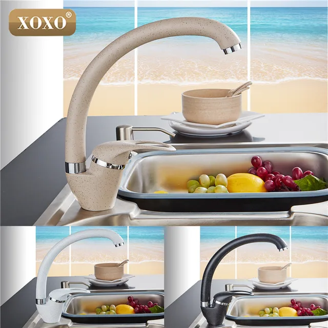 Special Offers XOXO  Modern Style Home Multi-color Copper Kitchen Faucet Cold and Hot Water Tap Single Handle Black White Khaki 3309BE