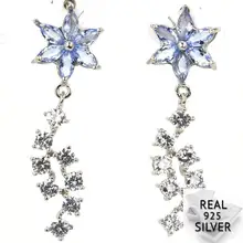 4.6g Real 925 Solid Sterling Silver Ravishing Top Violet Tanzanite CZ Woman's Stud Engagement Earrings 38x12mm 4.6g Real 925 Solid Sterling Silver Ravishing Top Violet Tanzanite CZ Woman's Stud Engagement Earrings 38x12mm