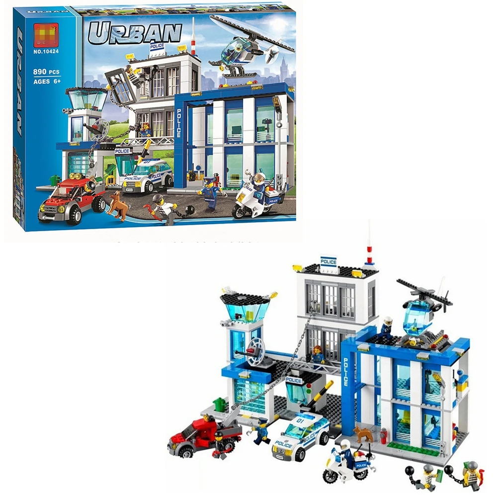 

Building block model police education toy child 10424 compatible brick City Police Station 60047