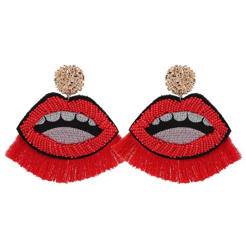 Wide Mouth Sehuoran кисточка Oorbellen voor Vrouwen капля Oorbellen Boho рот Sieraden Handgemaakte бахрома Verklaring Oorbellen ювелирные изделия - Окраска металла: Wide Mouth