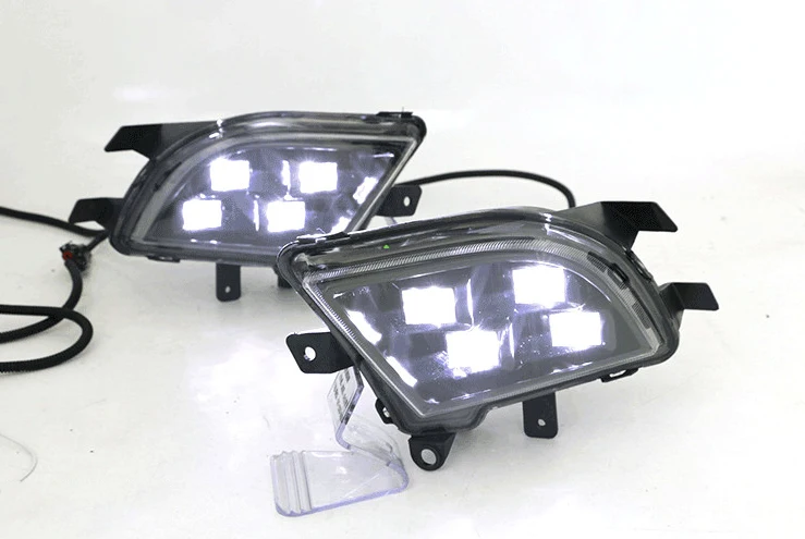 Osmrk led drl дневные ходовые огни для Volkswagen Gran Lavida с динамическим движущимся желтым поворотным сигналом и синим ночным светом