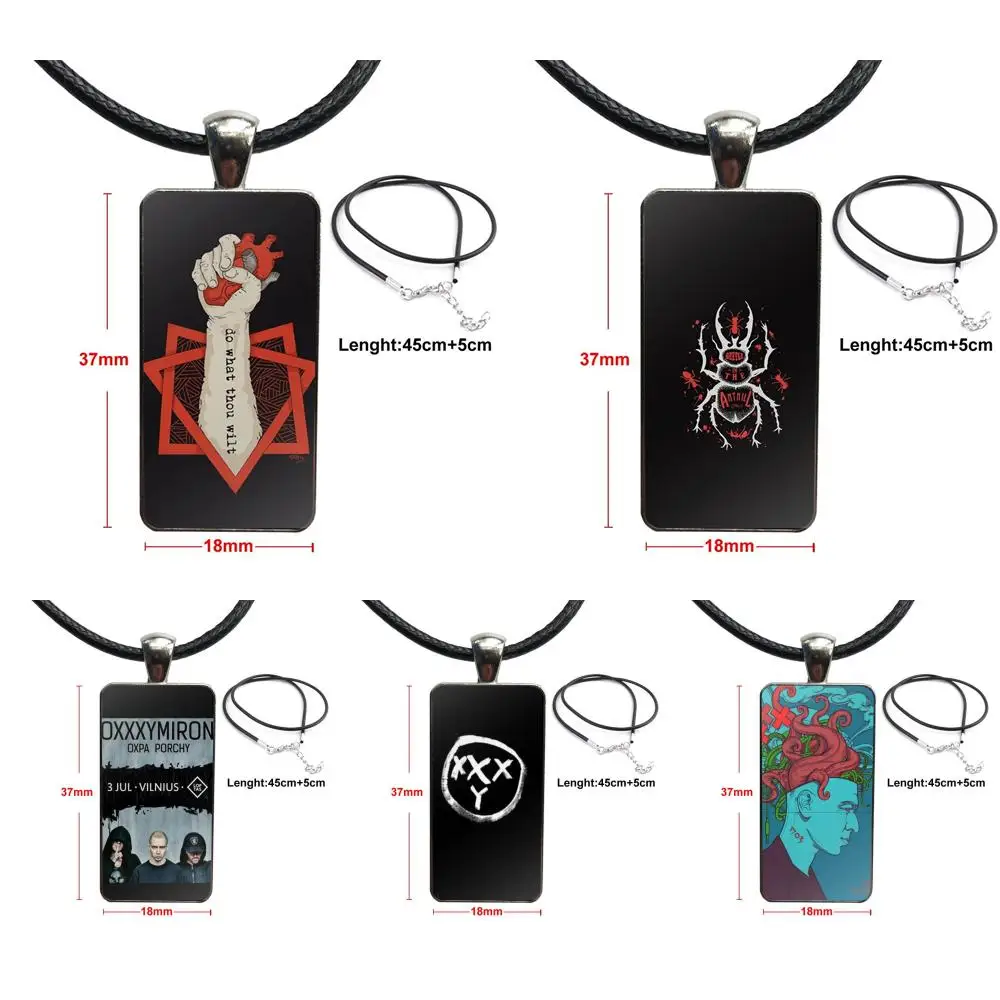 Oxxxymiron цветной стеклянный кабошон из нержавеющей стали с прямоугольной подвеской