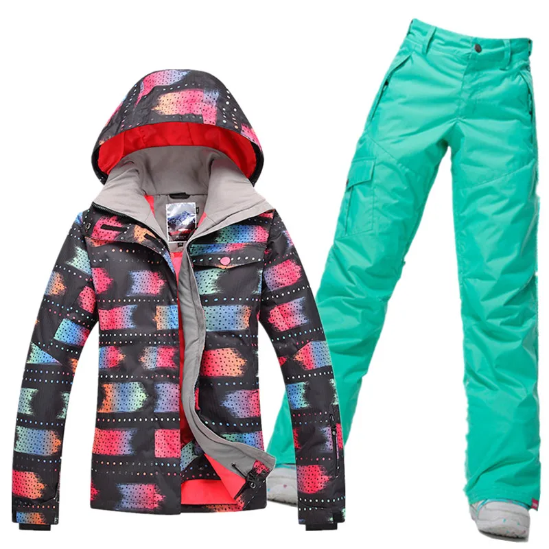 

Ski Suit Women Sets Windproof Breathable Waterproof snowboarding Snow Jacket+Pants Warm Clothes Set Free Shipping