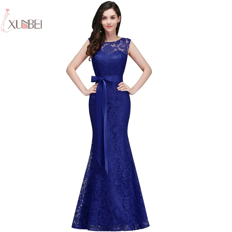 2019 Mermaid Lace Long Prom Dresses Sleeveless Prom Gown Vestido De