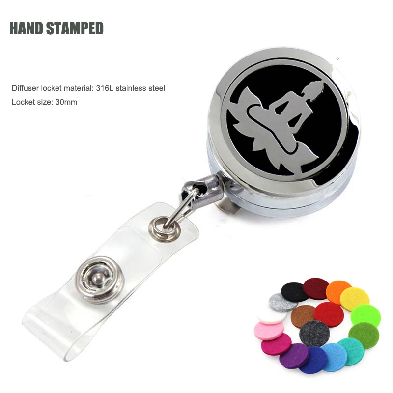 

1PC Silver Buddha Yoga Perfume Locket Metal Retractable Badge Reel Key ID Lanyard Card Holders