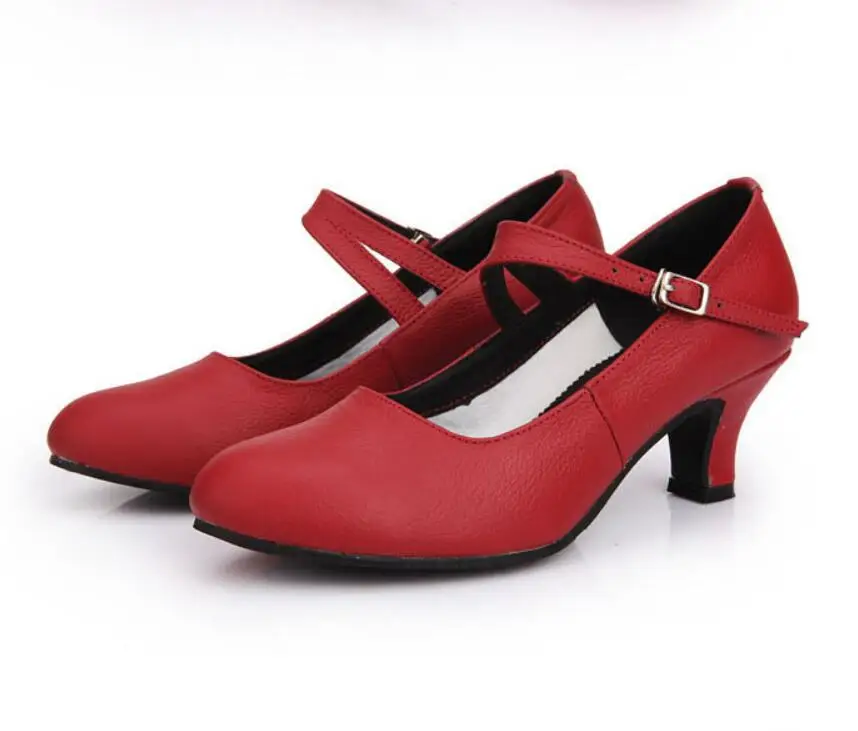 Женская обувь из натуральной кожи для латиноамериканских танцев/бальных танцев/сальсы танцевальная обувь для взрослых черного, белого, красного цвета с пряжками WD022