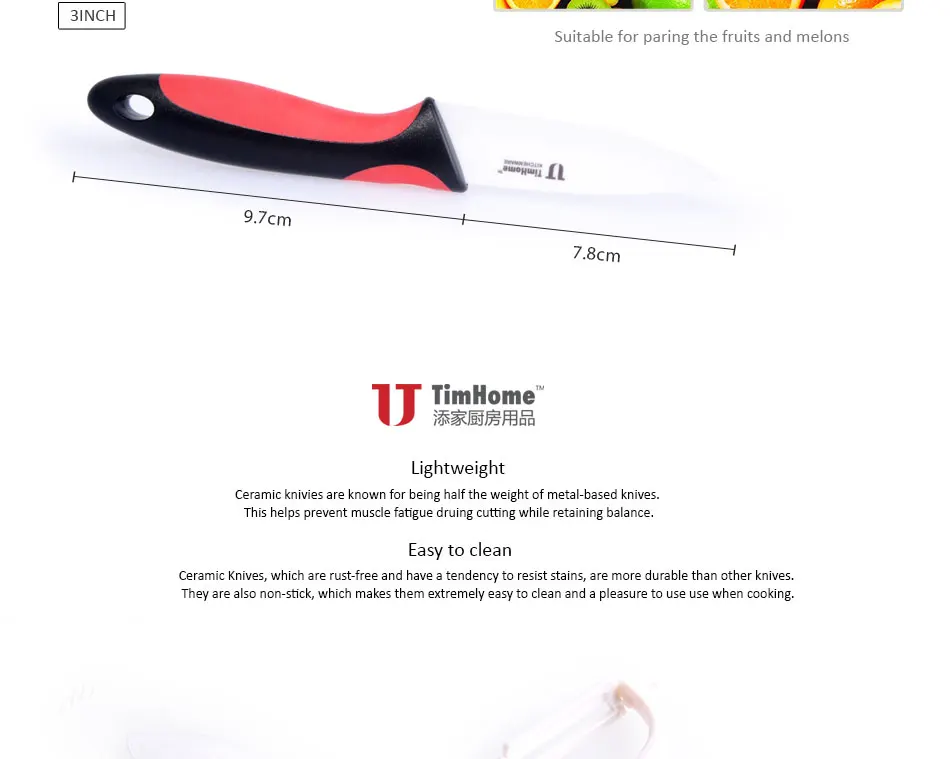 Timhome фирменный керамический кухонный нож 6 шт набор с подставкой/держателем нож для очистки фруктов