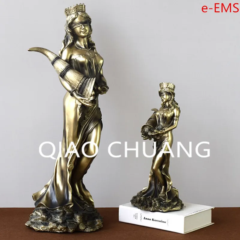 Creative Greek Mythology The Goddess Of Fortune Resin Craftwork Figure Sculpture Living Room Decoration G1455 treas of norse mythology