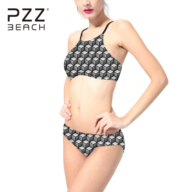 

Cool 3D Vivid Design Swimsuit Push Up Women Swimwear High Neck Bandage Bathing Suits Biquini Monokini Siwmming Suits Brazilian
