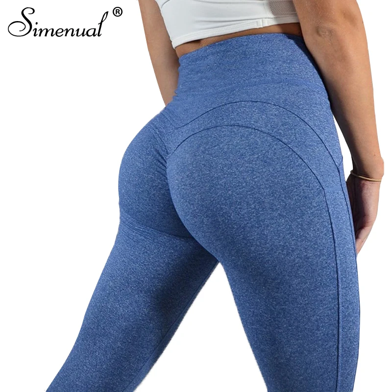 Simenual رفع عالية الخصر طماق المرأة الرياضية 2018 athleisure كمال الاجسام ruched يغطي الرجل اللياقة البدنية الملابس رياضي jegging