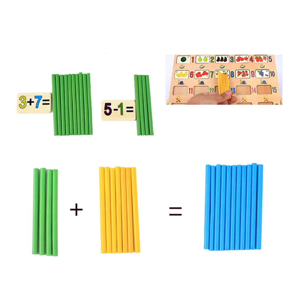  Montessori Math Toy Wooden Fruit Number Math Game Sticks Educational Toy Puzzle Learning Teaching A - 32960104601