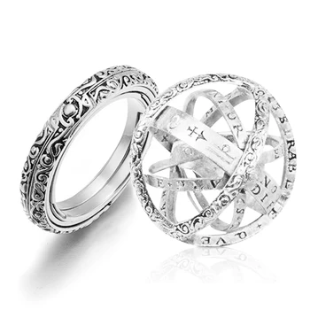 

Retro Hand Made Silver Astronomical Ring That Unfolds Into Astronomical Sphere Ring 16th Century Germany Faded Effect