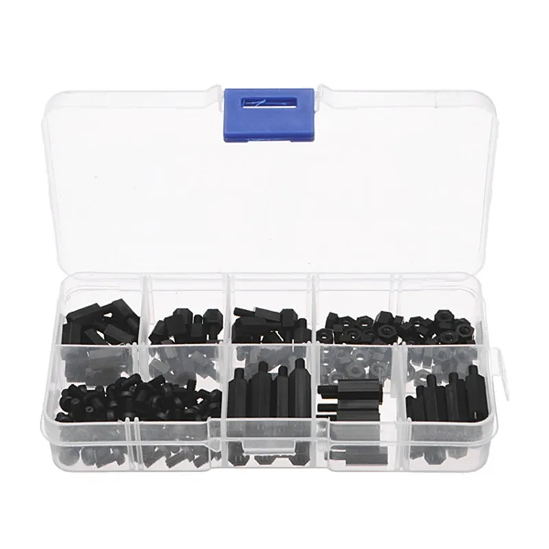 

MTGATHER 180 Pcs Black M3 Nylon Hex Spacers Screw Nut Stand-off Plastic Assortment Kit Electronic Nylon Hex Spacers