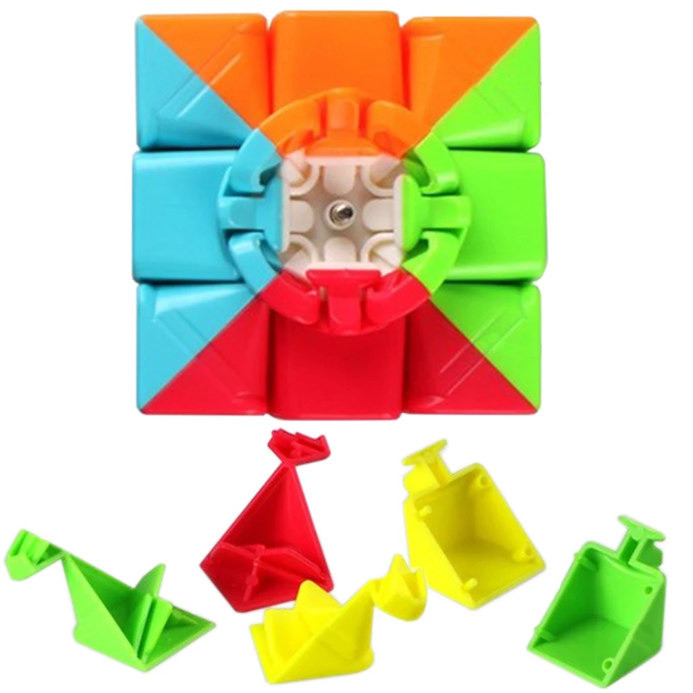 3*3*3 волшебный куб-головоломка для детей, скоростной куб 3x3x3 на 3 зеркальный куб и держатель Qiyi speed Cubs Megico, брелок для ключей