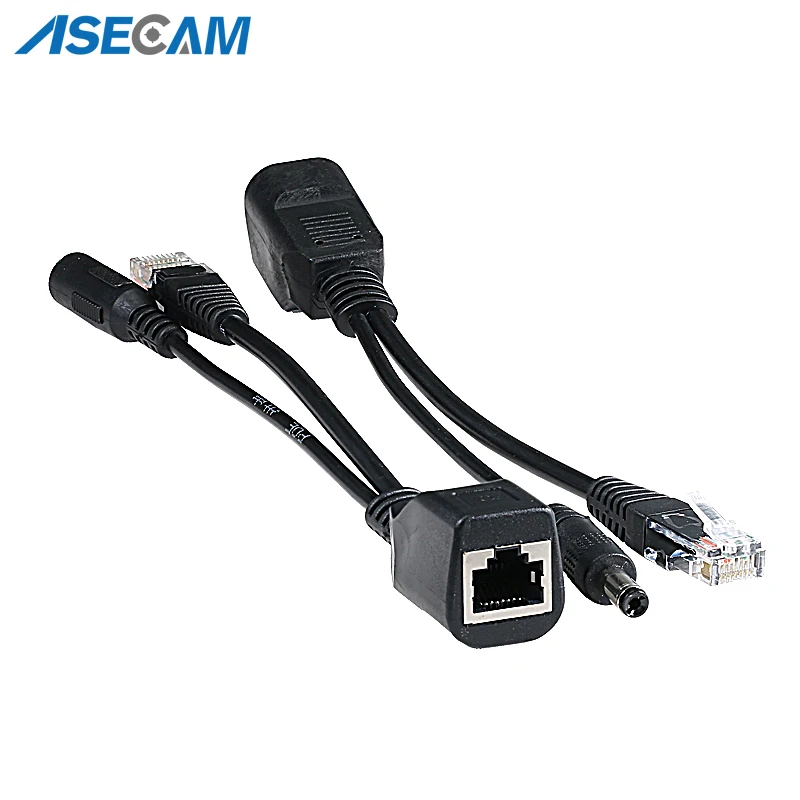 

High quality Tape screened 30M POE Adapter cable, POE Splitter Power supply module 12-48v separator combiner Black for ip camera