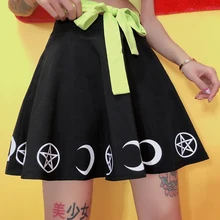 Короткая юбка и юбка средней длины, оригинальная винтажная юбка-пачка для девочек, Симпатичные юбки с пентаграммой и Луной