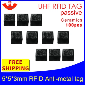 

UHF RFID metal tag 915m 868m Alien H3 EPC ISO18000 6c 100pcs free shipping 5*5*3mm very small square Ceramics passive RFID tags