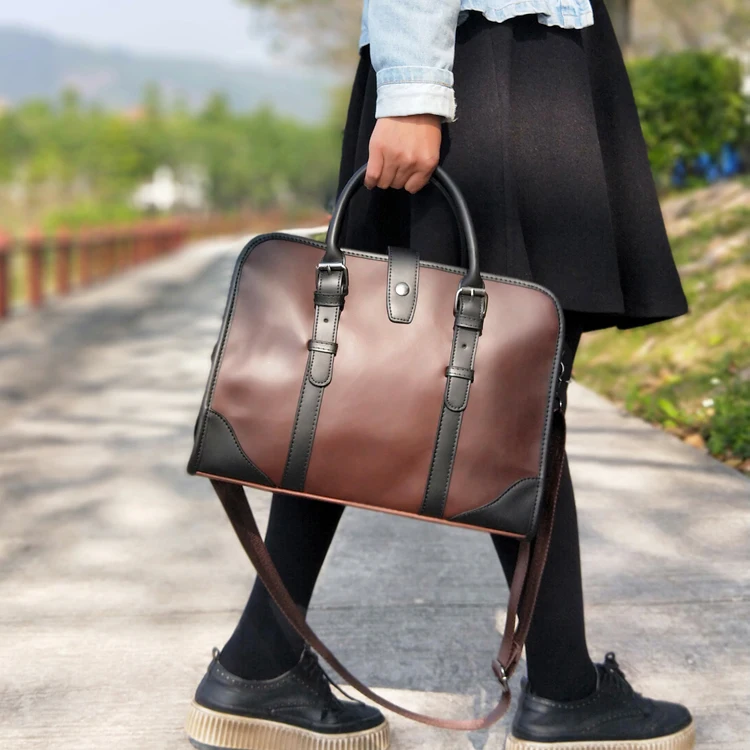 خمر انجلترا أزياء العلامة التجارية تصميم المرأة حقيبة جلدية أفقي الأدبية يد اللباس OL الأعمال كتلة اللون حقيبة