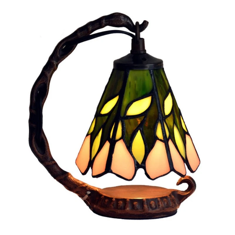 Antique European Style Creative Stained Glass Metal Edison LED Desk