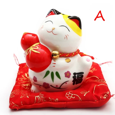 4 дюйма Maneki Neko керамика Lucky Cat домашний декор фарфоровые украшения креативные деловые подарки Фортуна кошка копилка фэншуй ремесло - Цвет: A