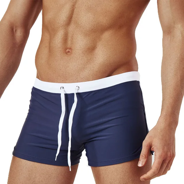 Elastic Waist Men Board Short Square Leg Swimwear Man Swimtrunks Surfing Boxer Diving Fitness