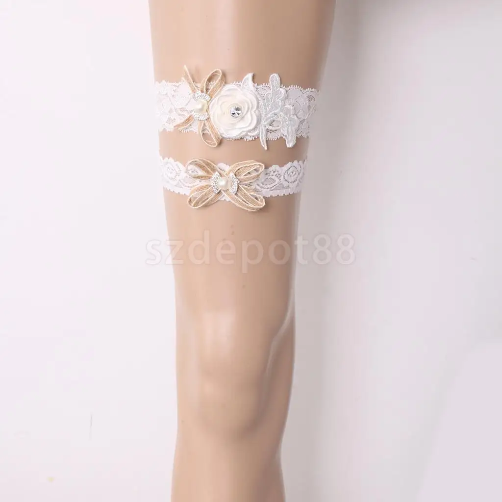 Wedding Bridal White Lace Garter Set Keepsake & Toss Party Accessories S/M/L/XL