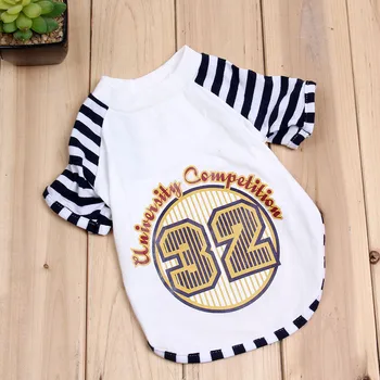 

Pet Clothes Spring And Summer Striped Digital Casual Wild Cotton Comfortable Two-legged T-shirt Teddy Bomei T-shirt