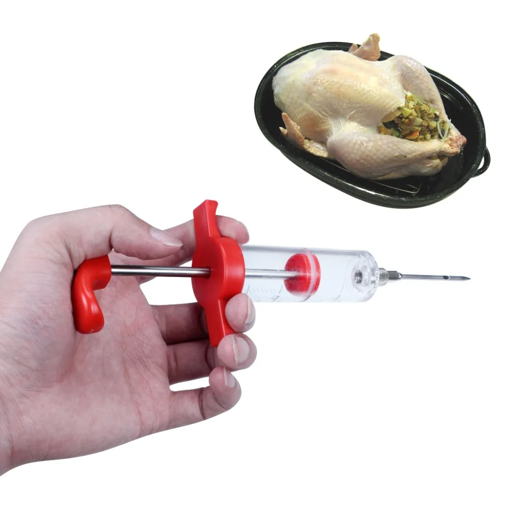 1 X Meat Marinade Injector Turkey Chicken Flavor Syringe For Kitchen