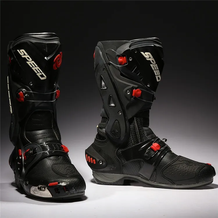 Motorcycle Boots Pro-Biker SPEED Racing moto Protective Gear Motocross Leather Long Shoes anti-slip Waterproof B1003