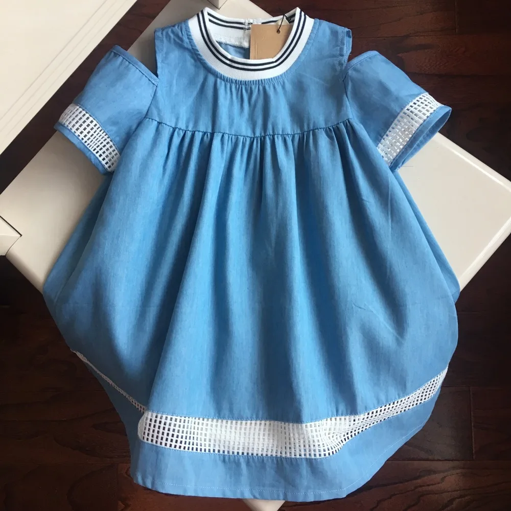 

Off-the-shoulder denim girls baby A-line summer