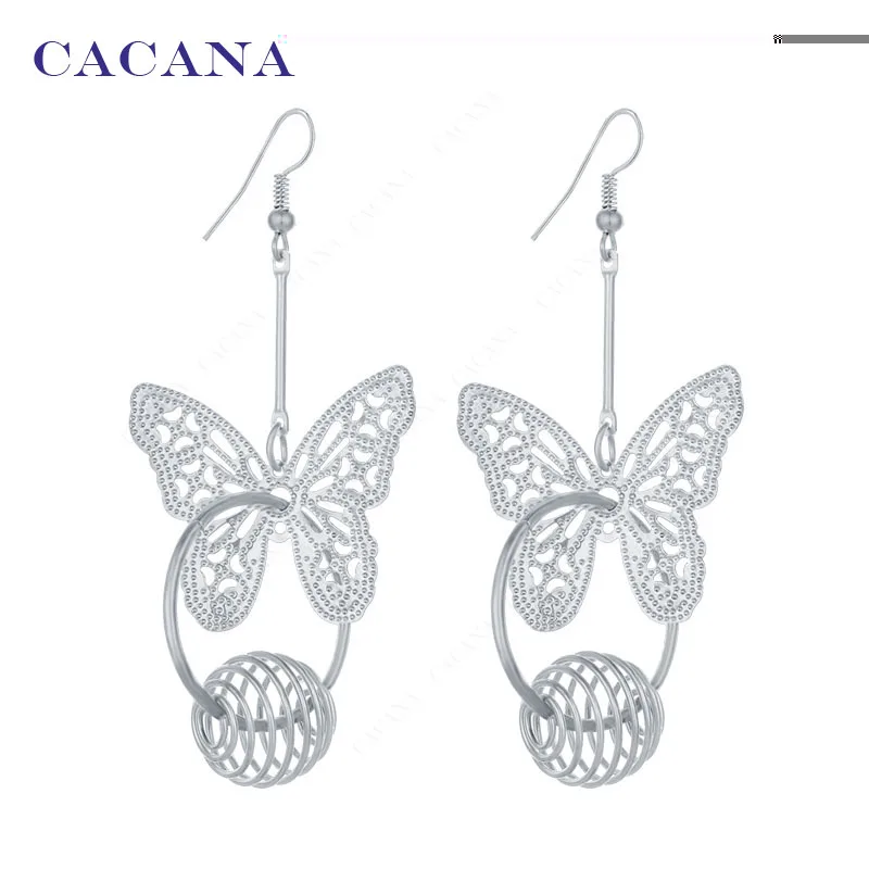 CACANA Dangle Long Earrings For Women Fllying Butterfly Catching A Ring Bijouterie Hot Sale No.A243 A244