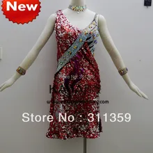 Kaka-l130418, Для женщин Костюмы для латиноамериканских танцев Одежда для танцев, блесток Ткань Сальса конкурс платье Танго Самба Румба Чача платье для танцев, Костюмы для латиноамериканских танцев платье для танцев