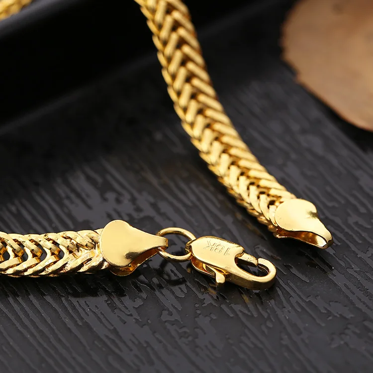 wholesale gold plating men's bracelet,gold color 5mm link chain