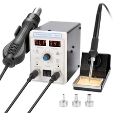2 in 1 Multifunctional Hot Air Machine Soldering Iron Dual Display Rework Soldering Station Welding Set