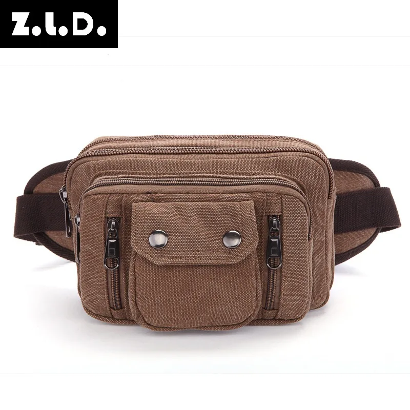 Fashion Casual Canvas Messenger Bags Waist Packs Purse Men Portable Vintage Men Waist Bags