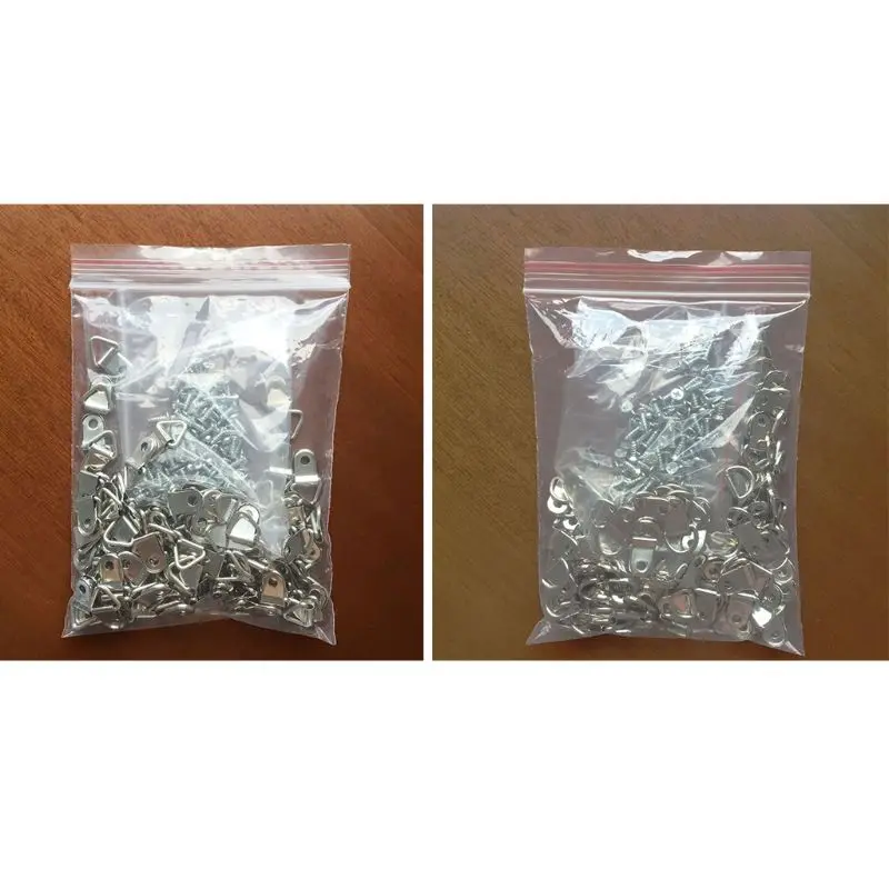 

100pcs D Ring Hanging Picture Frame Strap Hanger Hooks Oil Painting Mirror Hanger with 100 Screws