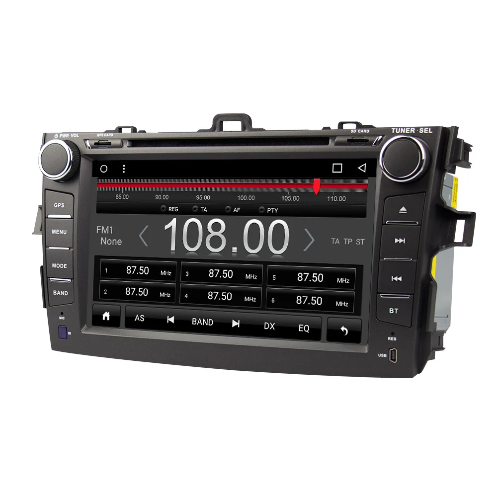 Eunavi 2 din Android 7.1 car dvd player gps for Toyota Corolla 2007 2008 2009 2010 2011 8 inch 1024*600 screen car stereo radio