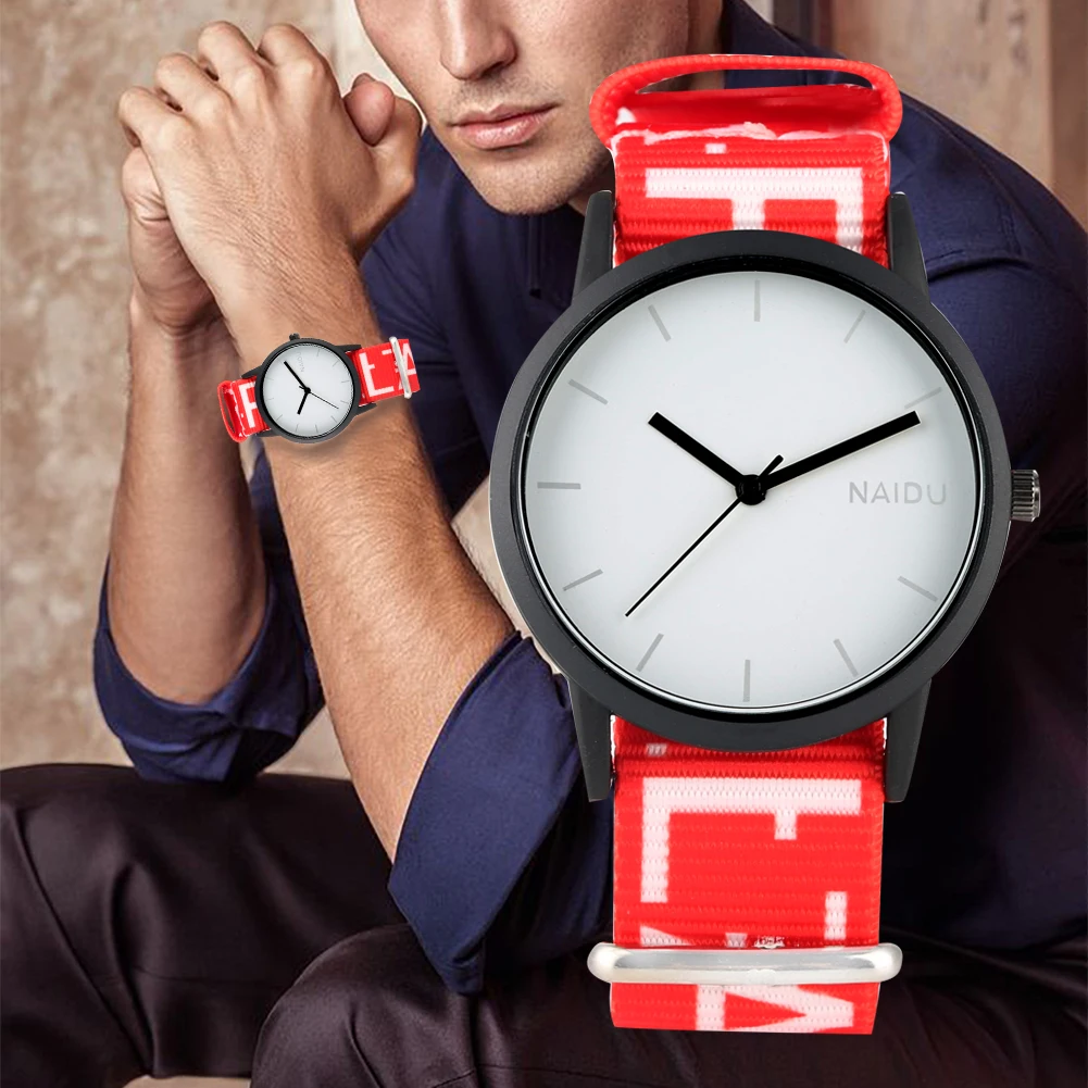 Модные Удобные кварцевые часы для женщин и мужчин Классическая шкала со стрелкой Watche уникальные разноцветные нейлоновые наручные часы с