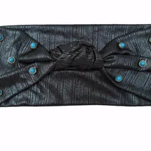 J184013 новейший хороший стрейч полиэстер и спандекс модный привлекательный, с Синяя бусина ювелирные изделия Очаровательный узел волос полоса