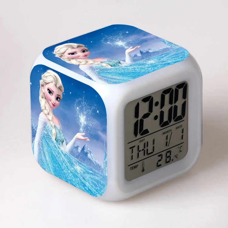 Disney FROZEN Elsa Ann Мультфильм светодиодный сенсорный будильник для студента мальчик девочка взрослый прикроватный будильник