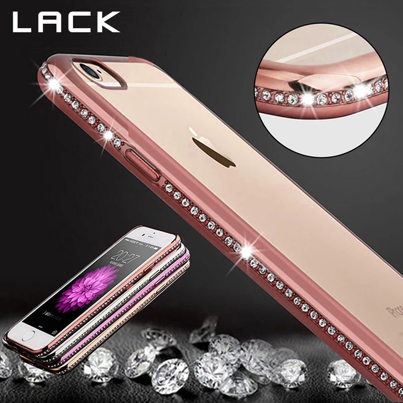

LACK Fashion Rhinestone Frame Phone Case For iphone 6S Case For iphone 6 Plus Clear Crystal Diamond Cases Ultra Slim Soft Cover