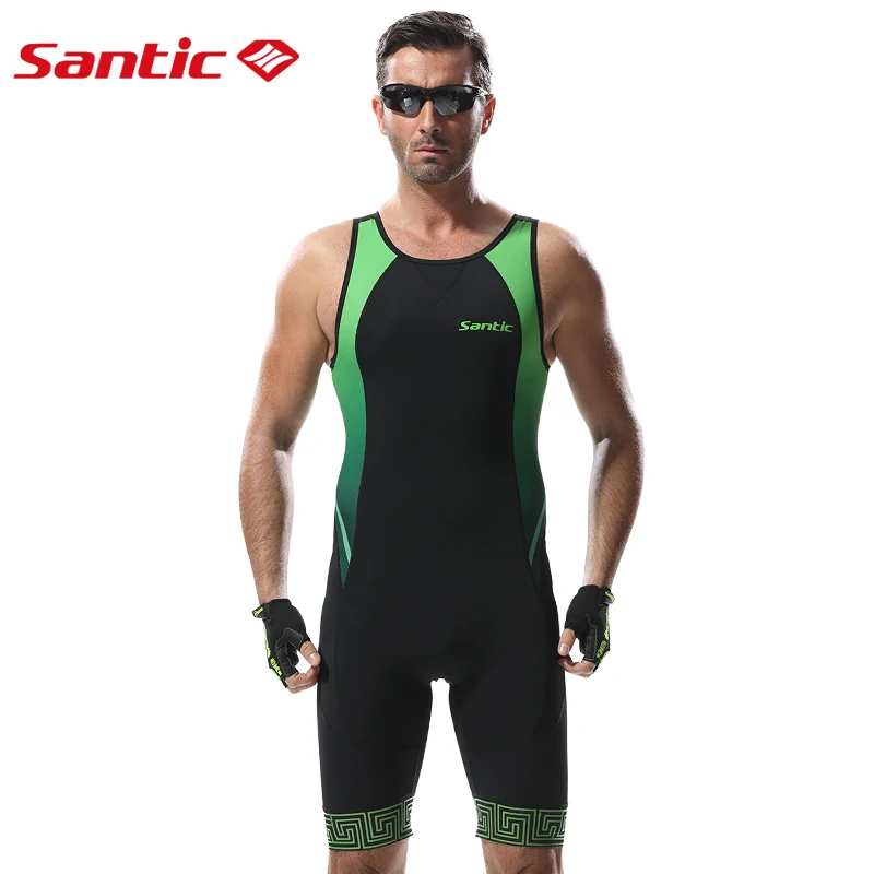 

Santic Men Triathlon Cycling Jersey Italy Imported Quick Dry Breathable Tight Suit Cycling Mens Road MTB Bike Sleeveless Suit