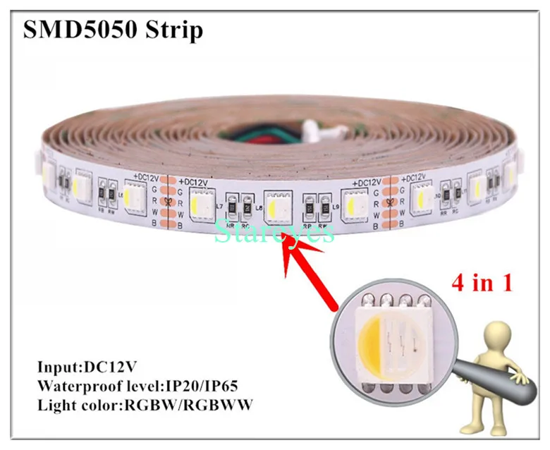 100 шт. SMD 5050 60 светодиодный/м белый теплый белый RGB RGBW RGBWW 4 в 1 RGBW RGBWW Светодиодные ленты освещение ленты IP20 IP65 Водонепроницаемый