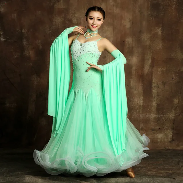 Luxurious Mint Green Ballroom Dresses Professional Adult Ballroom