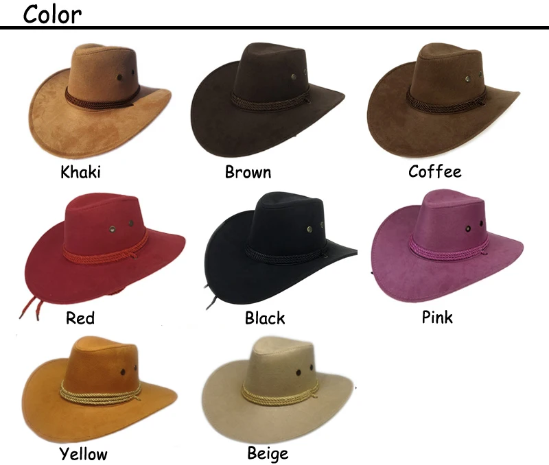 Western American Mens Cowboy Hats Wide Brim Travel Sun Hat Cowboy ...