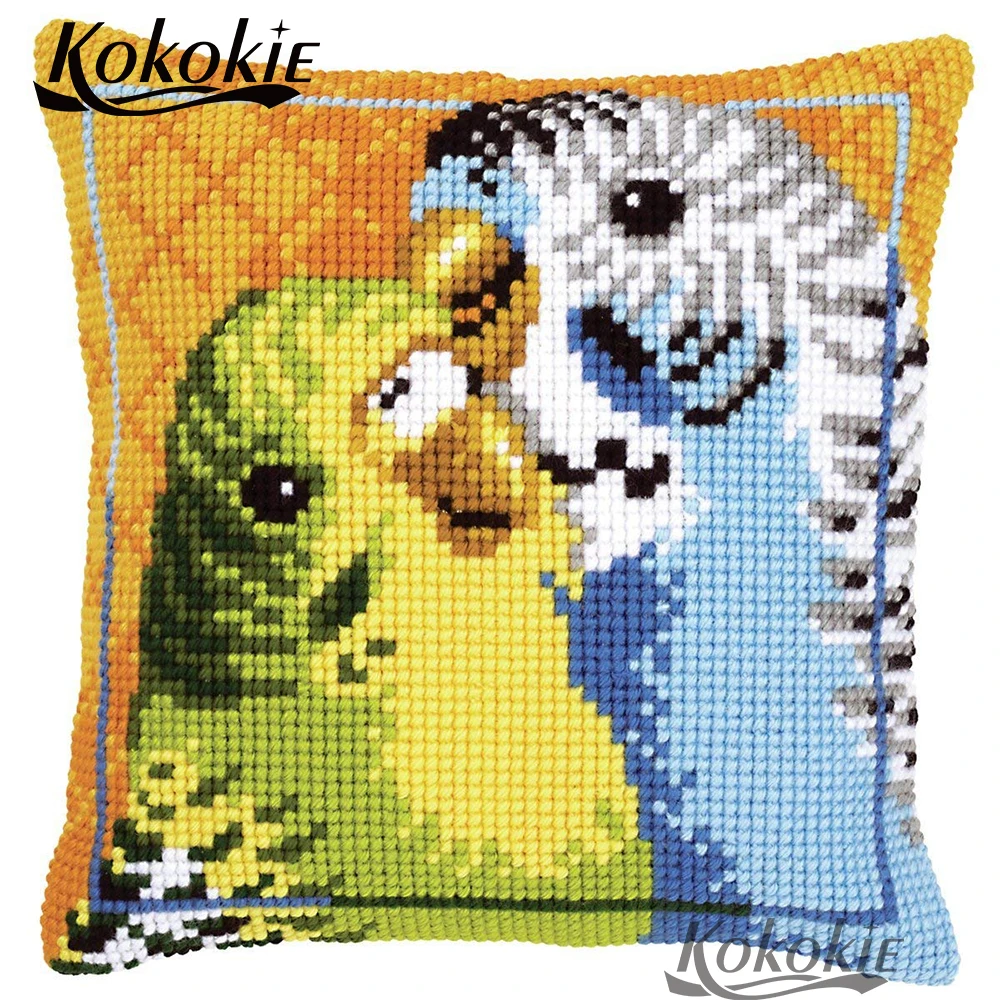 

DIY pillowcase cross stitch set For Embroidery kit cotton parrot thread throw pillow Counted handmade Needlework Sets diy carpet