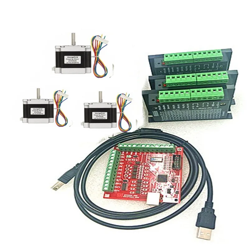 

CNC Router Kit 4Axis, 3 pcs TB6600 4A stepper motor driver + Nema23 motor 57HS5628+ 4 axis interface board+