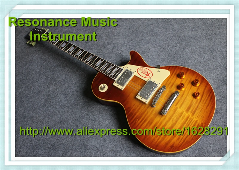 

Real Pictures LP Standard 1959 R9 Reissue Electric Guitar Vintage Tiger Flame Electrica Guitar One Piece Neck & One Piece Body