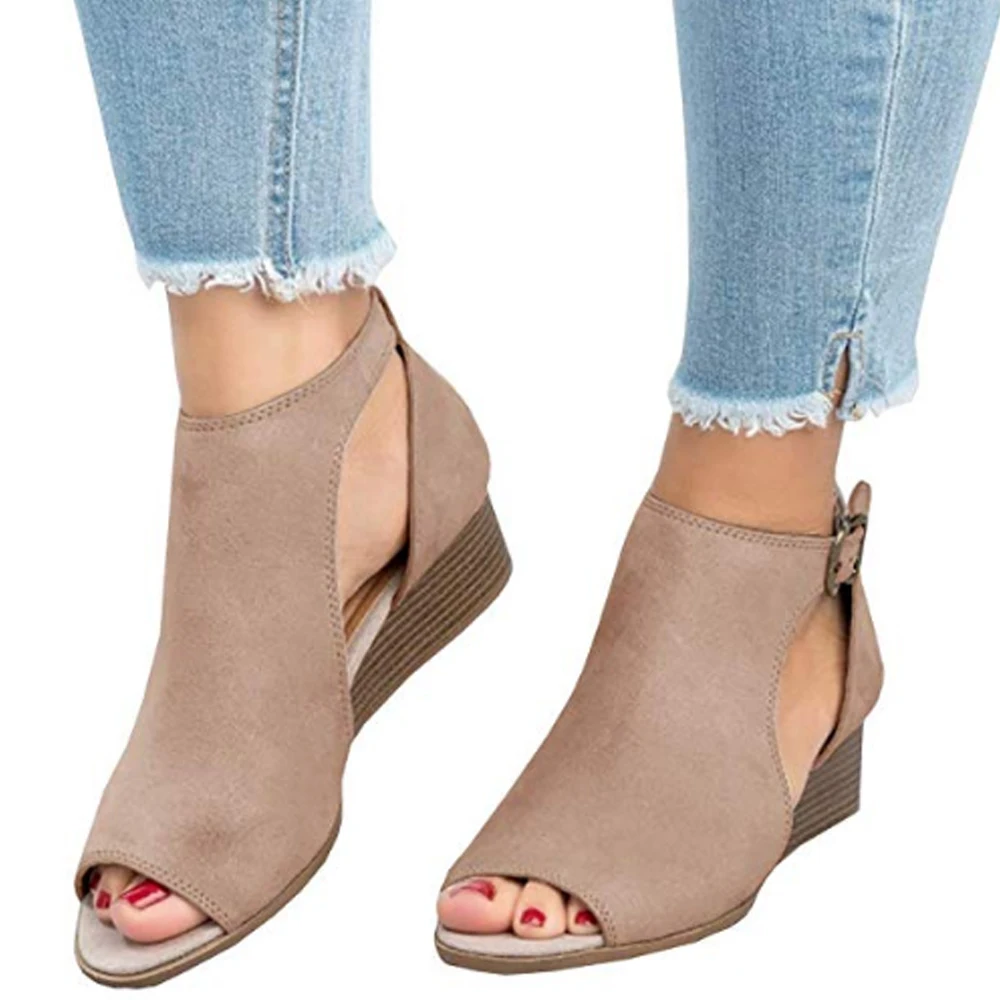 

LOOZYKIT Open Toe Wedge Platform Heel Sandals Women Shoes 2019 Summer Woman Casual Shoes Pumps Buckle zapatos de mujer Fashion